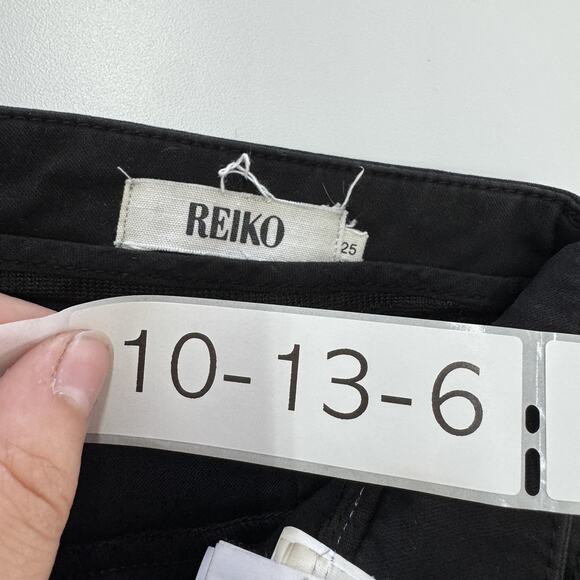 Anthropologie Reiko Pants Women 25 Black Sandy 2 Basic Stretch Slim Straight Leg - Picture 3 of 9